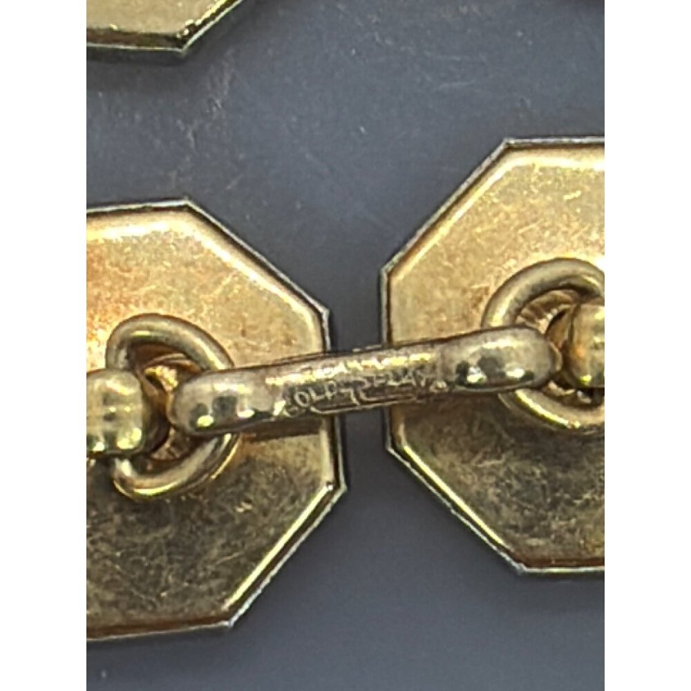 Vintage Art Deco Mother of Pearl Rolled Gold Plate Tuxedo Double Sided Cufflinks - Picture 13 of 14
